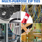Zip Ties, RAZCC 1200pcs Cable Zip Ties 8 Inch, Heavy Duty White Plastic Wire Ties with 50lb Tensile Strength, Self-Locking Nylon Cable Ties, Wire Management for Indoor and Outdoor