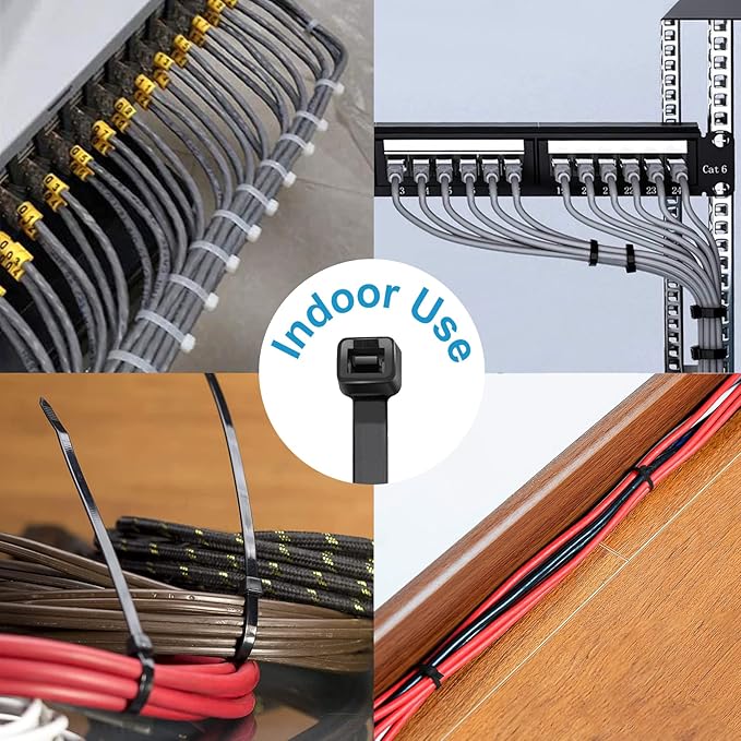 Zip Ties 14 inch (1000 Pack), Black, 50lb Tensile Strength, UV Resistant Cable Ties for indoor and outdoor by SKALON