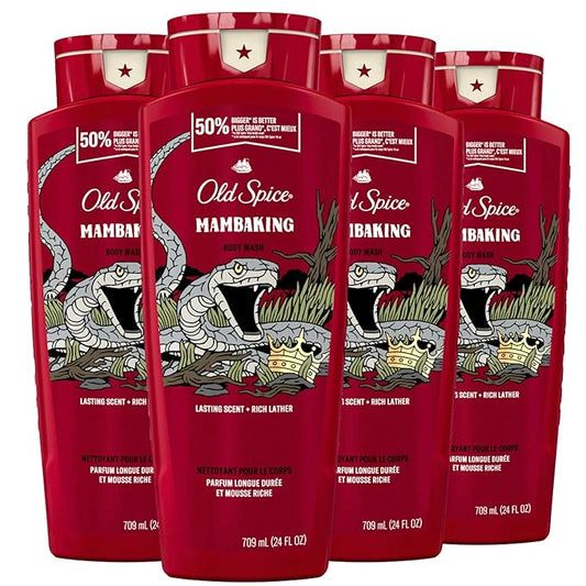 Old Spice Body Wash for Men, MambaKing, 24 oz (Pack of 4)-VeraVaultWomen