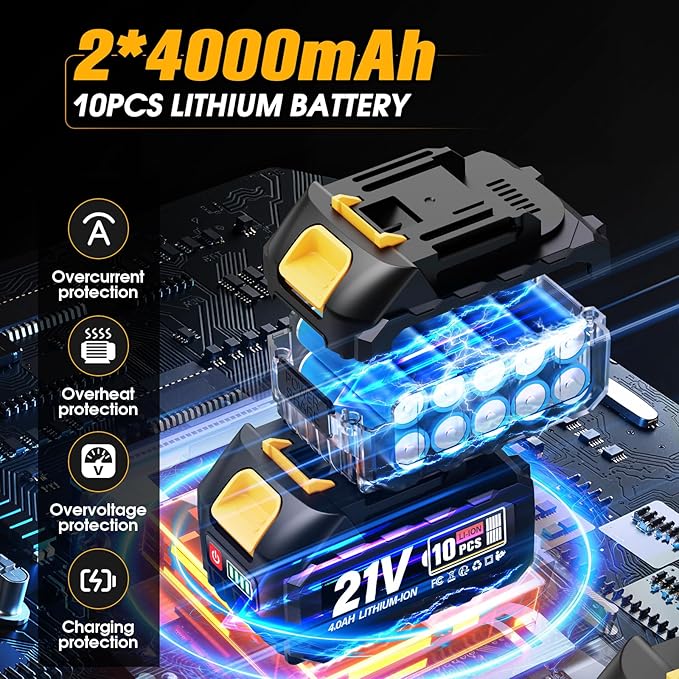 Cordless Impact Wrench, 1/2 Impact Gun, 958Ft-lbs (1300N.m) 3500RPM Brushless High Torque Impact Driver, 2x4000mAh Batteries, Fast Charger & 5 Sockets, Variable Speeds for Car, Truck RV, Mower