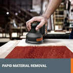 WORX 20 V WX823L.9 Cordless Random Orbital Sanders, Brushless Sander Cordless, 150/120/80 Grit sanding paper, 20V Cordless Sander Tool Only, WX823L.9