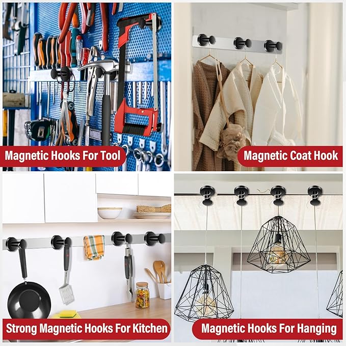 Magnetic Hooks for Cruise Cabins, Black 150Lb Magnetic Wreath Hanger, Locker Accessories, Strong Magnetic Hooks for Classroom, Whiteboard, Grill, Cruise Ship, Garage, Hanging - 3Pcs
