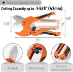 Bates- PVC Pipe Cutter, Cuts up to 1-1/4", Ratcheting PVC Pipe Cutter Tool, Pipe Cutters PVC, PVC Pipe Shears, PVC Cutter, Plastic Pipe Cutter, PEX Pipe Cutter, PVC Cutter Tool, PVC Ratchet Cutter