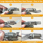 Hose Clamps Stainless Steel, Hose Clamp Assortment Kit, 32.81FT DIY Large Adjustable Worm Gear Metal Clamps Fuel Line Clamp with 40 Fasteners for Plumbing, Water Pipe, Radiator, Automotive, Mechanical