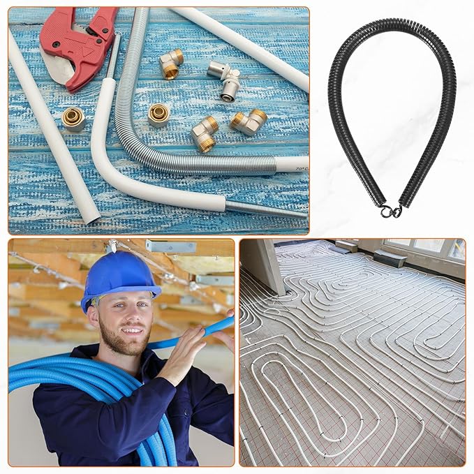 HARFINGTON PVC Spring Tube Bender 13mm OD 1000mm Long C Type Conduit Pipe Bender Bending Spring for Pipe Bending Devices in Home Hydropower, Black