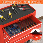 5 Drawers Rolling Tool Chest, Large Capacity Metal Tool Box with Wheels and Drawers, Tool Storage Cabinet with Keyed Locking, Tool Organizer Box for Garage, Workshop, Warehouse (Red)