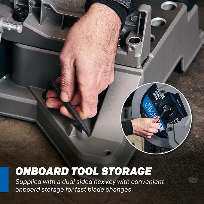 Evolution S14MCS 14" Mitering Chop Saw | Cold Cut Steel Cutting Saw | EVOMAX Intelligent Motor & Blade | 3500+ Cuts | Burr-Free Cuts | Shadow Guide | +/-46° Miter | Soft Start | Reinforced Base