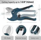 Bates- PVC Pipe Cutter, Cuts up to 1-1/4", Teal Blue Ratcheting PVC Pipe Cutter Tool, Pipe Cutters PVC Pipe Shears, Plastic Pipe Cutter, PEX Pipe Cutter, PVC Cutter Tool, PVC Ratchet Cutter