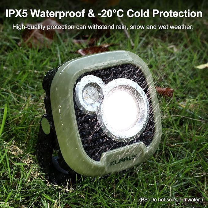 klarus WL3 Camping Light Magnetic Work Light, 1500 High Lumens, 13500mAh High Capacity, 6 Light Modes, Rechargeable Portable LED Lights for Work, DIY, Emergency, Car Repair & Camping - Khaki