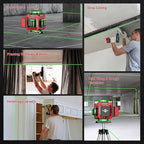Laser Level 360 Self Leveling with Tripod,WEIDDW 4D Lazer Level,4x360° Cross Line Laser for Construction Project Renovation,Floor Tile, Laser Level Lines Tool
