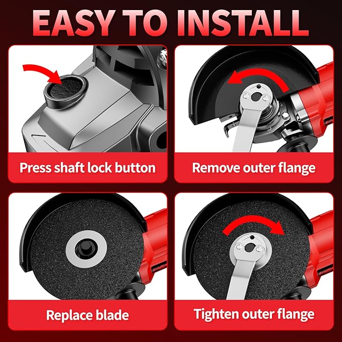 Cordless Angle Grinder Kit, 4-1/2" Power Angle Grinders with 2 * 4.0Ah Battery & 12000RPM Brushless Motor, Metal Grinder with Cutting Wheels, Electric Grinder Tool Set for Cutting, Grinding