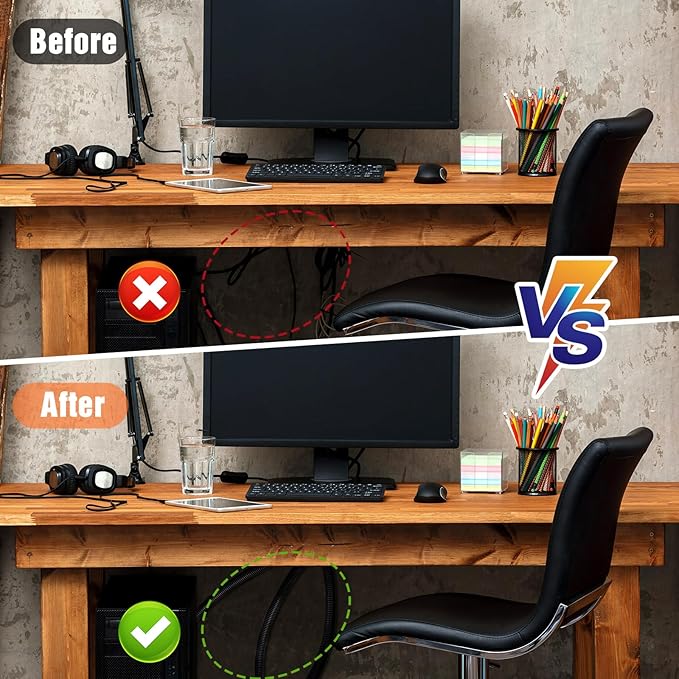 Sasylvia 1/4", 1/2", 3/8" x 50 Ft Split Wire Loom Tubing Wire Loom Assortment Split Cable Sleeves Bulk Flexible Electrical Conduit Protective kit