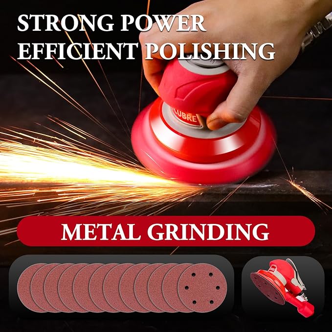 5 Inch Air Sander with vacuum – 13000RPM Pneumatic da Sander for auto body, Palm Random Orbital Sanders for Woodworking, Auto Polishing, Metal, and Furniture Sanding – Lijadora Orbital