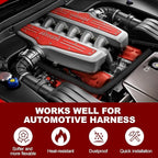 Automotive Wire Loom High Temperature Braided Wire Loom, Split-Sleeve Heat Resistant Wiring Loom Cord Cover for Harness Wires, Self-Wrapping Heavy Duty Sheathing Cable Management Black（10ft-3/4inch ）