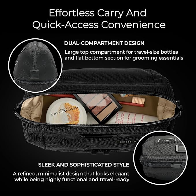 Briggs & Riley Toiletry Kit - Travel Bags for Women & Men, Organizer for Vacation, Dopp Kit for Bathroom Accessories, Makeup, & Skincare