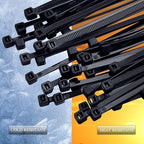 Zip Ties 14 inch 200 Pack, Black Cable Zip Ties 50 lbs Tensile Strength Nylon Self-Locking Wire Ties Wraps for Outdoor and Indoor Use by ECRABONE