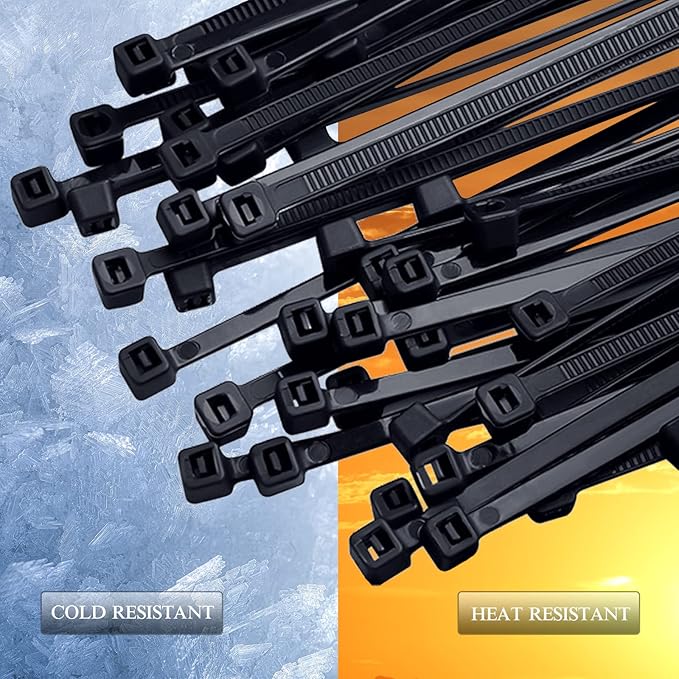 Zip Ties 12 inch 1000 Pack, Black Cable Zip Ties 50 lbs Tensile Strength Nylon Self-Locking Wire Ties Wraps for Outdoor and Indoor Use by ECRABONE