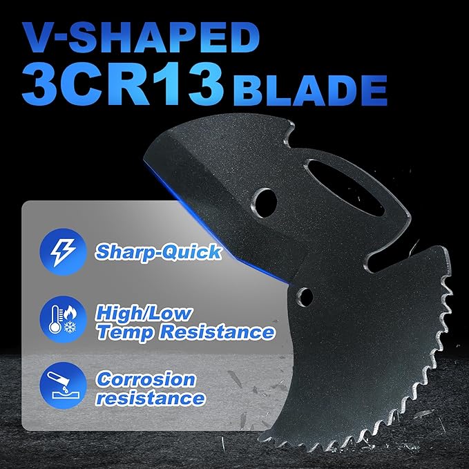 PVC Pipe Cutter, Up to 2-1/2", Ratchet Pipe Cutter Heavy-Duty, Pex Cutting Tool for Cutting PEX, PVC, PPR Plastic Hoses and Plumbing Pipe with Deburring Tool