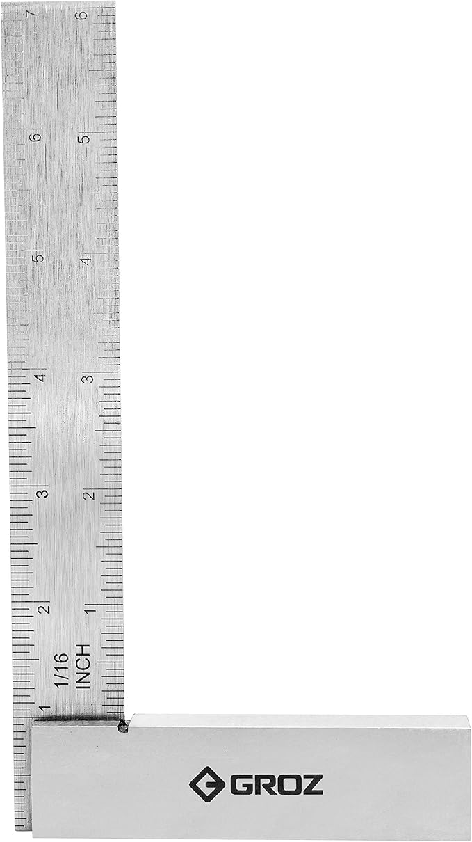 Groz 01143 6" Graduated Workshop Steel Square, 0.00028" Squareness