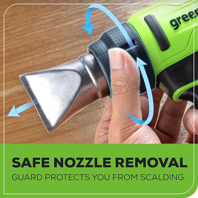 Greenworks 24V Cordless Heat Gun, Deflector Nozzle、Concentrator Nozzle And Flat Nozzle High Temperature Of 1000℉, Bare Tool