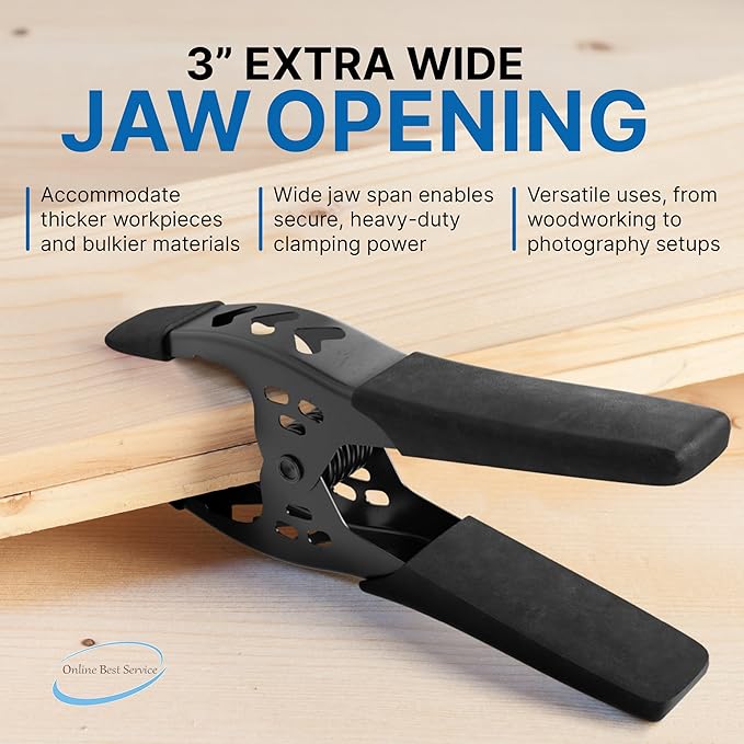 Lot of 12-6" inch Spring Clamp Large Super Heavy Duty Spring Metal All Black - 2.5 inch Jaw opening