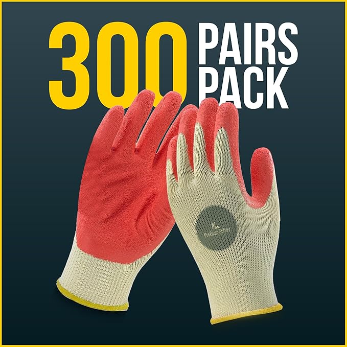 Red Palm Latex-Coated Work Gloves - Cotton/Polyester Shell - Korean Craftsmanship