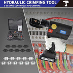AMZCNC Electric Hydraulic Cable Lug Crimping Tool, 12 AWG to 2/0 AWG Terminal, Cable, Wire Electric Crimper Tool Kit, Battery Crimp Tool Kits with 20 Dies(12AWG~00AWG)
