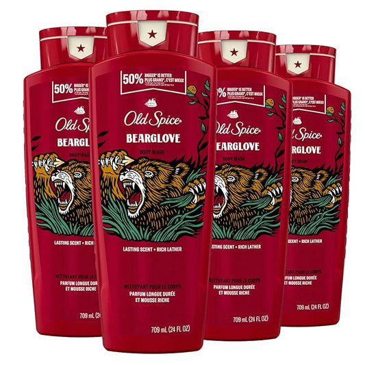 Old Spice Body Wash for Men, Bearglove, Long Lasting Lather, 24 fl oz (Pack of 4)-VeraVaultWomen