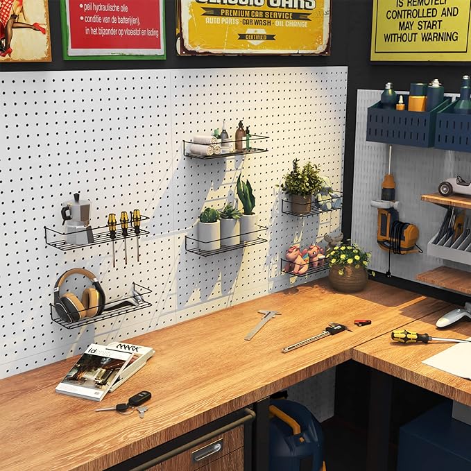 Pegboard Shelves, Peg Board Hooks, Organizer, for Storing A Variety of Tools, 2 Packs, Black