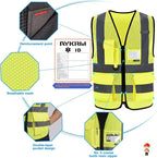 A-SAFETY High Visibility Mesh Safety Reflective Vest with Pockets and Zipper,Hi Vis Viz Reflective Safety Vest(Yellow Mesh S)