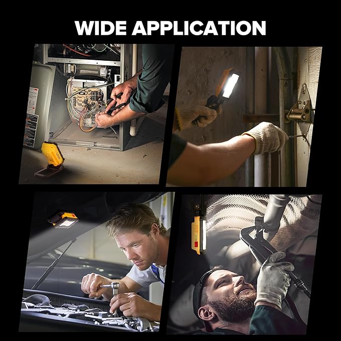 LUTEC Rechargeable Work Light, 1000 Lumens LED Magnetic Light with Magnetic Base and Hanging Hook，360°Rotate and 200°Swivel for Car Repair, Emergency and Camping-2 Pack