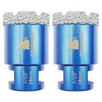 1-1/2 Inch Diamond Core Drill Bit for Porcelain Tile Ceramic Marble Granite Drilling,BRSCHNITT 2pcs Vacuum Brazed Diamond Hole Saw with 5/8-11 Thread (38mm 2pcs)