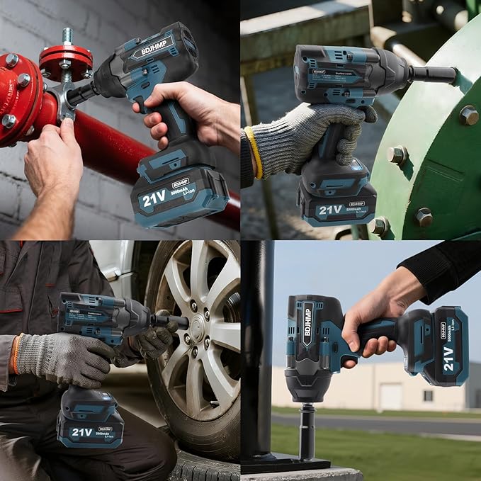 Cordless Impact Wrench 1/2 Inch, 1500 N.m/1106ft-lbs Brushless Impact Gun Compatible with Makita 18V Batteries, 5000 RPM High Torque Electric Power Impact Driver Set for Car Home (Blue)