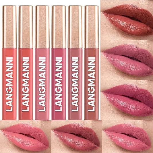 Jolilab 6 Colors Cream Texture Lip Gloss Set - Highly Pigmented, Long - Lasting, Moisturizing Makeup for Women(SetA 6Color)
