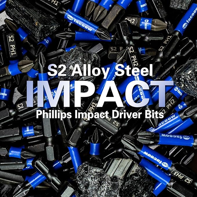 15 Pack Phillips Impact Driver Bits, #1 Phillips Head Magnetic Screwdriver Bits Set, 2 Inch S2 Alloy Steel Impact Bits, 1/4" Hex Shank Screwdriver Drill Bit, CNC Machined ph1 Impact Drill Bits