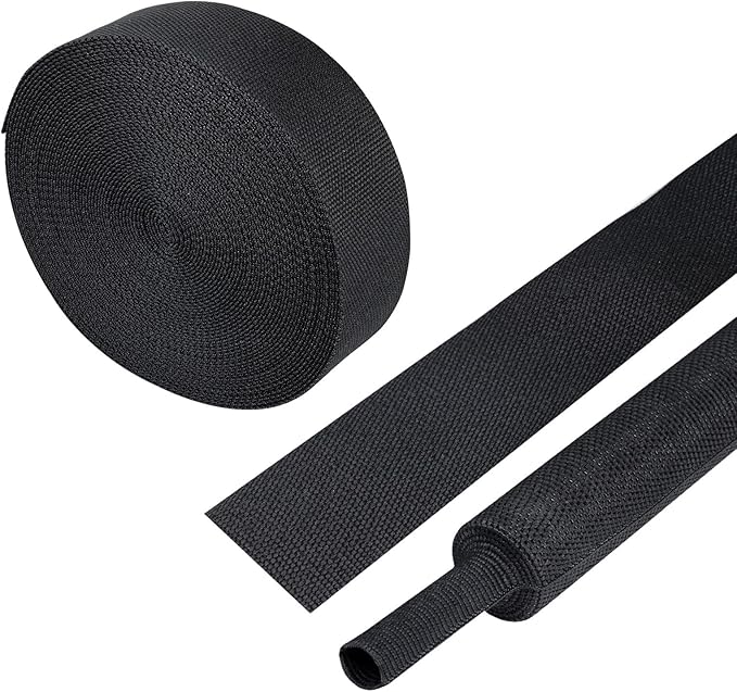 Heat Shrinkable Braided Sleeving 2:1 Ratio- Abrasion Protection Flexibility Wiring Harness Cable Sheath (1" ID, 12ft)