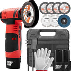 Housiwill Mini Angle Grinder Tool, 19500RPM Cordless Angle Grinder, Cordless Electric Power Angle Grinder Tool with 2pcs Batteries, 76mm Grinder Handheld Cutter for Metal Wood Grinding and Cutting