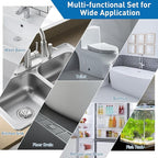 12 Pack Drain Clog Remover Kit, 59" Drain Snake(3pcs), 37" Steel Sink Snake(2pcs), 25" Snake Drain Hair Removal Tool(4pcs), 24" Drain Cleaner Tool(1pc), 18" Drain Brush(2pcs) for Sink, Toilet, Shower