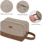 WANDF Travel Toiletry Bag for Men Large Toiletries Shaving Bag Water Resistant Hanging Dopp Kit Travel Accessories Bag for Women Men (Light Khaki)
