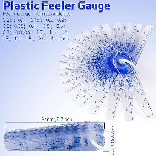 1 Set Plastic Feeler Gauge 0.05mm to 3mm Metric Gap 21 in 1 Measurement Tool 21 Leaf with Black Velvet Storage Bag for Automobiles, Electronics Industry Measuring Gap