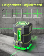 Green Laser Level Self Leveling, 360° Horizontal Laser with Vertical Laser Line, 4 Brightness Levels Pulse Mode for Floor Tile Wall Construction, L-Bracket, Batteries and Carry Bag Included