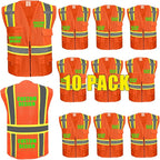 BeautyWill Custom Safety Vest Customized Logo Class 2 High Visibility Reflective Vest with Pockets Construction workwear