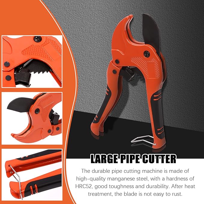 Tanstic 3Pcs Ratchet PVC Pipe Cutter Tool and PEX Straight Cut Pipe Cutter with Mini Tube Cutter, Ratchet-type Pipe Cutter One-hand Fast Pipe Cutting Tool PEX Tube Cutters for Pipe Cutting