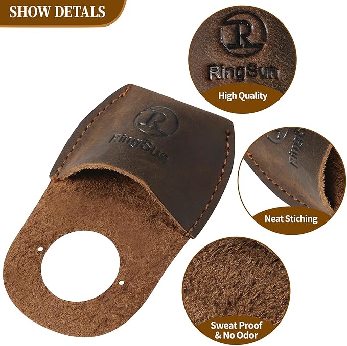 RingSun Thumb Guard Wood Carving Tools, Leather Finger Protector, Handmade Carpenter Working Carving Kit Accessories