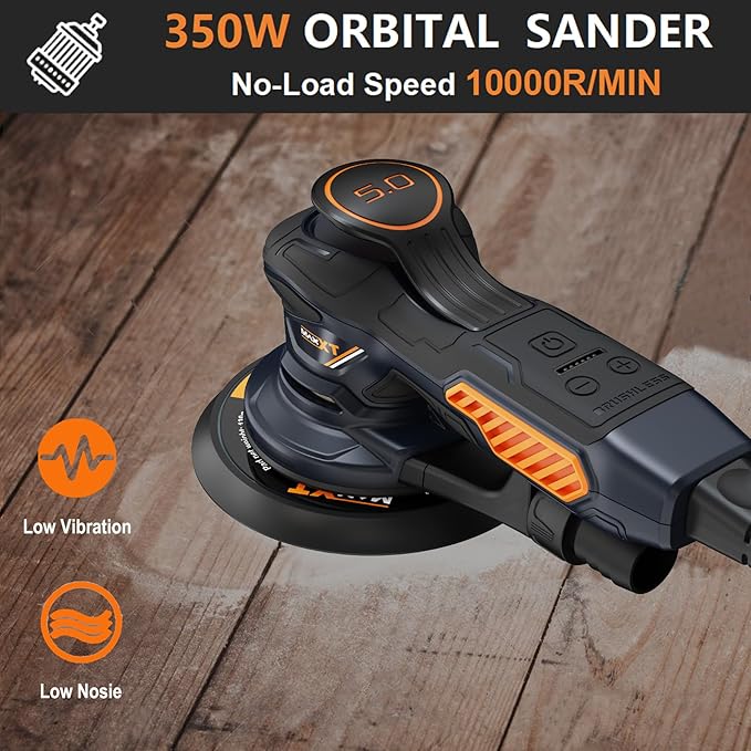 MAXXT Ramdon Orbital Sanders for 6inch, 10000 RPM Electric Orbital Sander with 10PCS Sandpapers, 6 Variable Speed Wood Sander for Woodworking/Sanding/Polishing