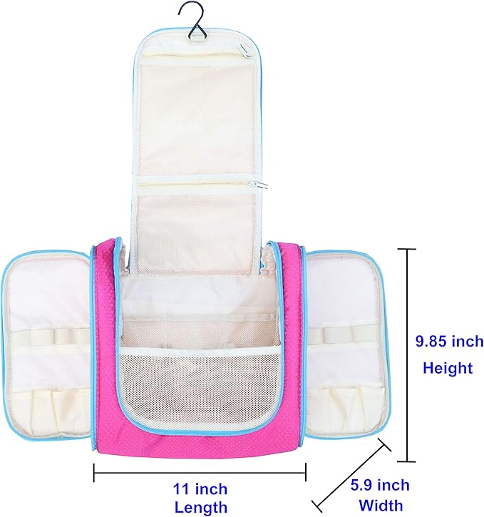 Hanging Toiletry Bag Extra Large Capacity | Premium Travel Organizer Bags For Men And Women | Durable Waterproof Nylon Bathroom, Shower, Makeup Bag For Toiletries, Cosmetics, Brushes