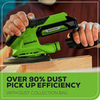 Greenworks 24V Cordless Mouse Detail Sander, Wood Sander with 11,000 OPM, Removable Dust Collection Bag, 2Ah Battery & Charger
