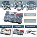 340pcs Spring Pipe Clamps, With Spring Pipe Clamp Tools, 12 Sizes 6-22mm Spring Hose Clamps, Used To Fix Hose Interfaces In Automotive, Marine, Gardening, Industrial Applications