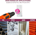 6 Pcs PVC Pipe Reamer Kit, PVC Fitting Saver Socket Saver Plumbing Tool with 3/4", 1", 1-1/2", 2", 3" and 4" Head, Plastic Pipe Fitting Reamer for SCH40 CPVC ABS, Fits Standard 1/2" Drill