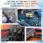 Sasylvia 1.5'' x 20 ft Split Wire Loom Cord Protector Tubing Split Conduit Protector Tubing Convoluted Tube Flexible Electrical Wire Cover Protective Sleeves(Black)